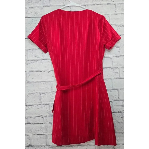 Revolve Academie The Turk Mini Wrap Dress in Red Stripe Size Small. - Picture 4 of 10